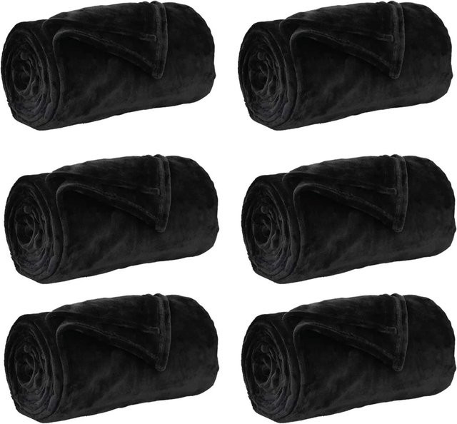 6er-Set vidaXL Fleece-Wohndecken Schwarz B/B: 130 x 150 cm - Bild 1