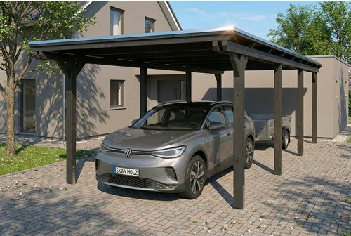 SKANHOLZ Carport Emsland aus Fichte mit Stahl-Flachdach in Anthrazit und Schwarz, B: 846 cm, T: 340 cm, H: 238 cm - Bild 1
