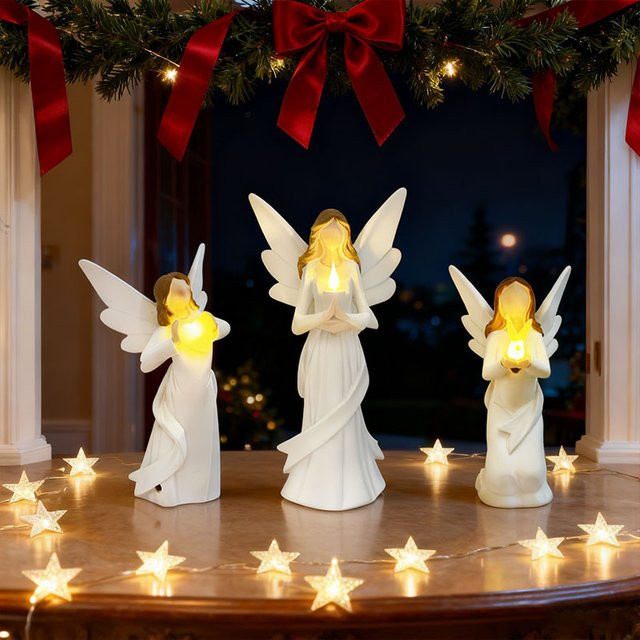 Weißes Engelskerzen-Skulpturenlicht als Tischdekoration für Weihnachten und festliche Anlässe - Bild 1