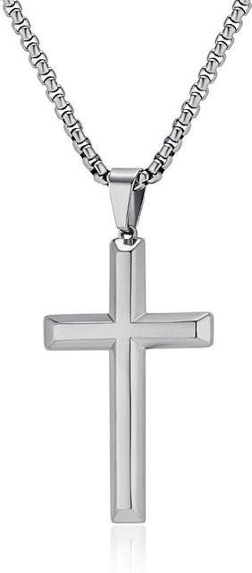 YIRAN Jewelry 5 Halskette mit Kreuz, Edelstahl, Silber, Unisex - Bild 1