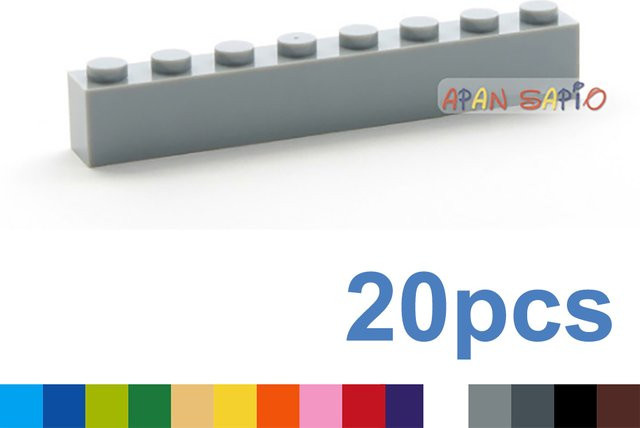APAN SAPIO Bausteine DIY Dicke 1x8, 20-teiliges Set, Bunt / Mehrfarbig - Bild 1