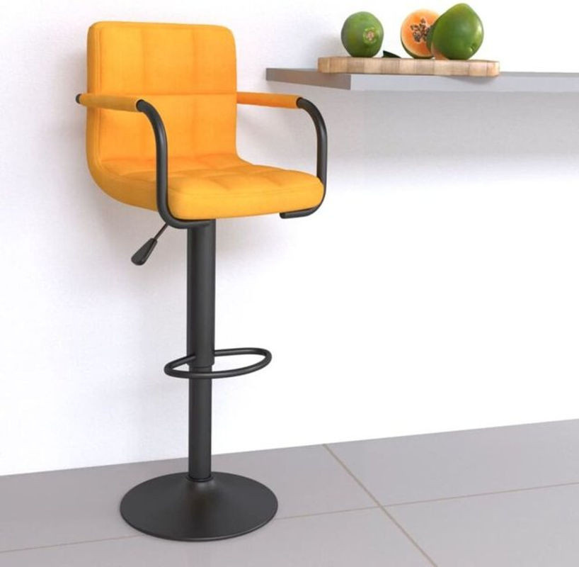 Modern Barhocker vidaxl aus Stoff und Metall in Gelb - Bild 1