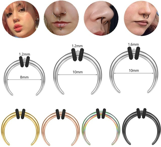 Septum Piercing Dehner, Edelstahl, Ochsenhorn Form, Schwarz, Unisex - Bild 1