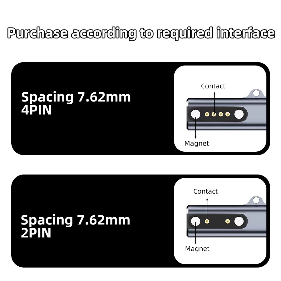 Geris Power Magnetischer Ladeadapter USB-C auf 7,62mm 2/4 Pin Konverter für Knochenleitungs-Kopfhörer und Smartwatches in Schwarz - Bild 2
