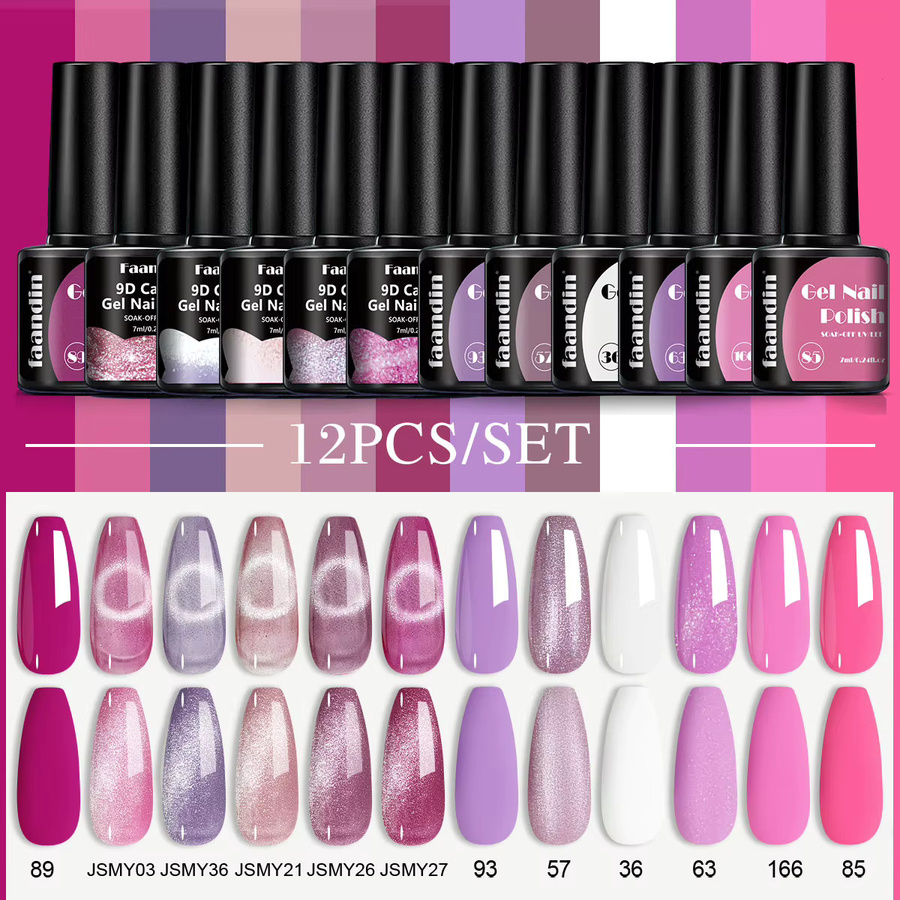 Faandin Katzenaugen-Gel-Nagellack, weißes Mondlicht, 12er-Set, Unisex - Bild 2