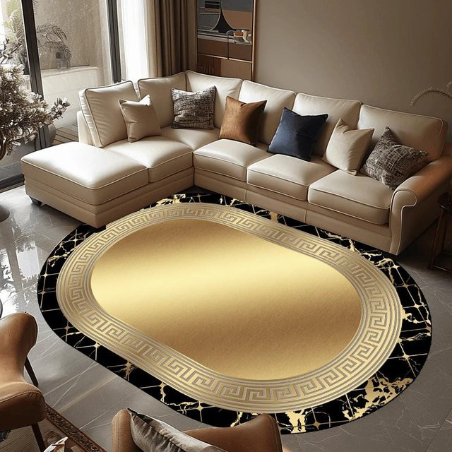 Karpetti Ovaler Wohnzimmerteppich in Gold, Waschbar und Rutschfest, B: 160 cm, L: 230 cm - Bild 1