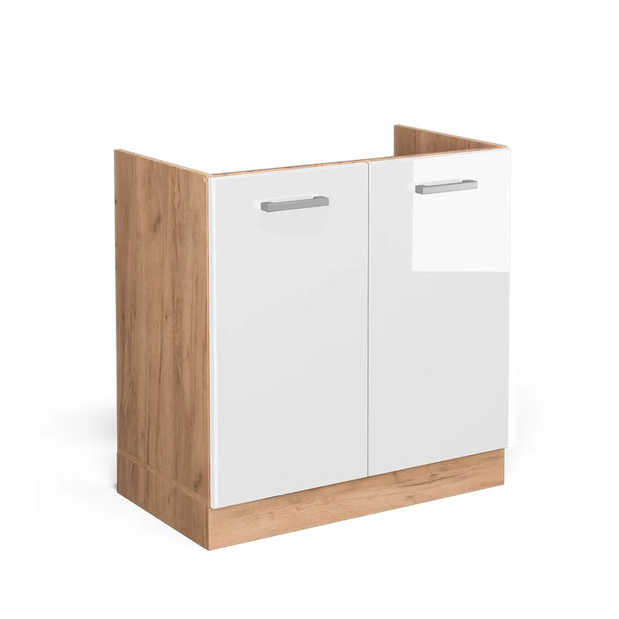 Vicco Spülenunterschrank R-Line Küchenschrank in Weiß und Gold, Breite: 80 cm, Höhe: 81,6 cm, Tiefe: 46 cm - Bild 2