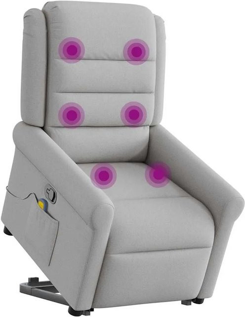 vidaXL Massagesessel mit Aufstehhilfe in Wolkengrau aus Stoff, B/T/H: 73,0 x 91,5 x 102,5 cm - Bild 1