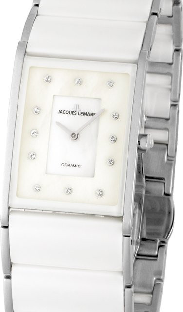 Jacques Lemans Damenuhr, Quarz, Keramik, Edelstahl, 24 x 28 mm - Bild 1