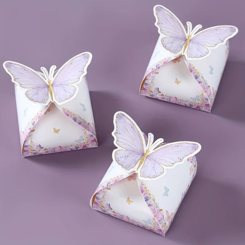 Elegante Geschenkboxen mit Schleife und vergoldetem Design in Gold und Lila für Hochzeiten, 12 oder 24 Stück - Bild 2