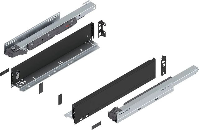 Blum Legrabox Pure Set Vollauszug mit Tip-On Push-to-Open, Carbonschwarz Matt, Tiefe: 450 mm, 1 Paar - Bild 1