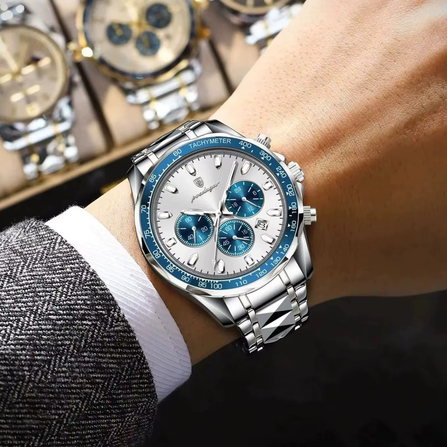 POEDAGAR Chronograph, Quarzuhr, Edelstahl, Bicolor, Herren - Bild 5