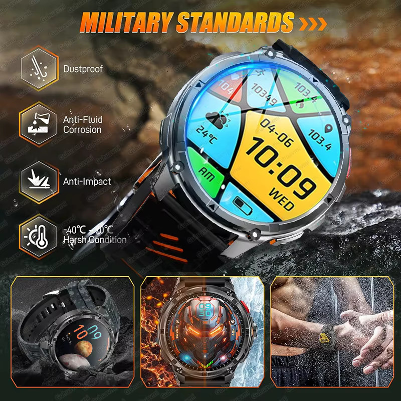 GUHUAVMI Smartwatch, GPS, Edelstahl, Schwarz, Herren - Bild 5