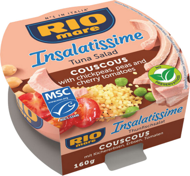 Rio Mare Insalatissime Couscous Thunfisch-Salat mit Kichererbsen, Erbsen & Tomaten 160 g - Bild 1