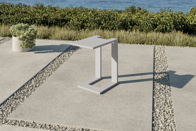 OUTFLEXX Beistelltisch U-Form in Weiß aus Aluminium und Kunststoff, modern und korrosionsbeständig - Bild 1