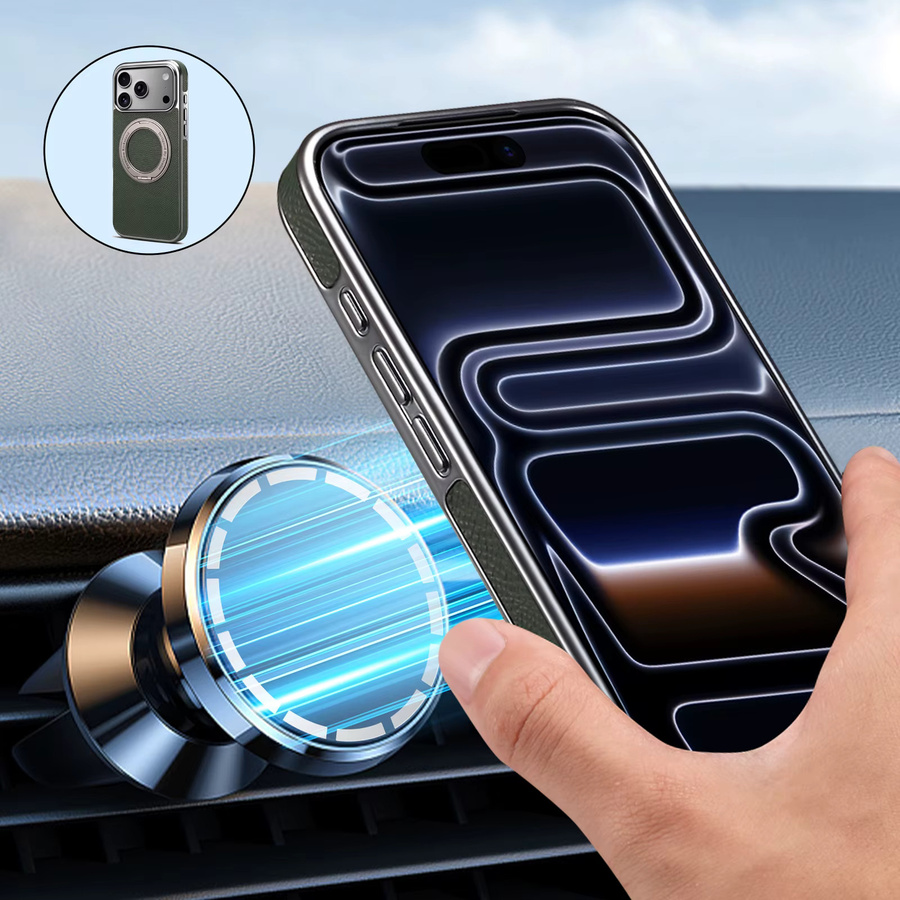 Denior Luxus-Lederhülle mit 360 Grad drehbarer Halterung und Anti-Sturz-Schutz für iPhone 17 16 15 14 13 Air Pro Max in Grün - Bild 4