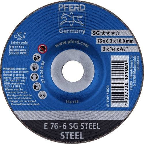 PFERD Schruppscheibe SG STEEL für Stahl, Durchmesser: 76 mm, Dicke: 7,6 mm, Bohrungs-Ø: 10 mm, Blau - Bild 1