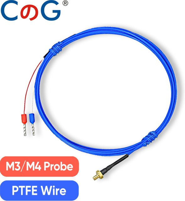 CG K Typ M3/M4 3D-Drucker Thermoelement Kupfersonde Temperatursensor mit wasserdichtem PTFE-Kabel in Blau und Messing - Bild 1