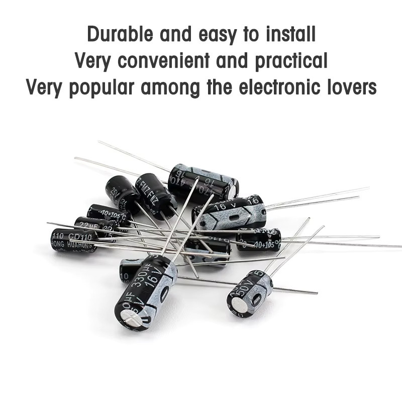 YTDMEN Aluminium-Elektrolytkondensator Set mit 120 Stück, DIP-Kit von 1uF-470uF und 0,22uF-470uF, 16V-50V, Farbe: Schwarz - Bild 2