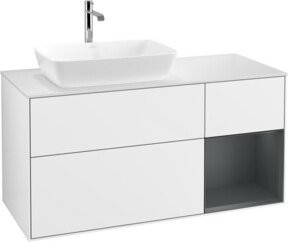 V&B Waschtischunterschrank Finion mit Wandbeleuchtung in Weiß glänzend lackiert, Breite: 120 cm - Bild 1