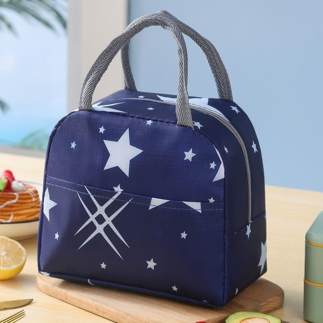Yiran Furniture Thermo-Lunchbox mit Cartoon-Design, isolierte Bento-Tasche aus Stoff in Blau für Büro und Kinder - Bild 1