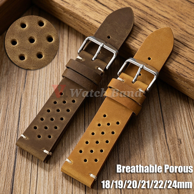 Uhrenarmband Leder, Vintage, Dunkelbraun, Unisex - Bild 1