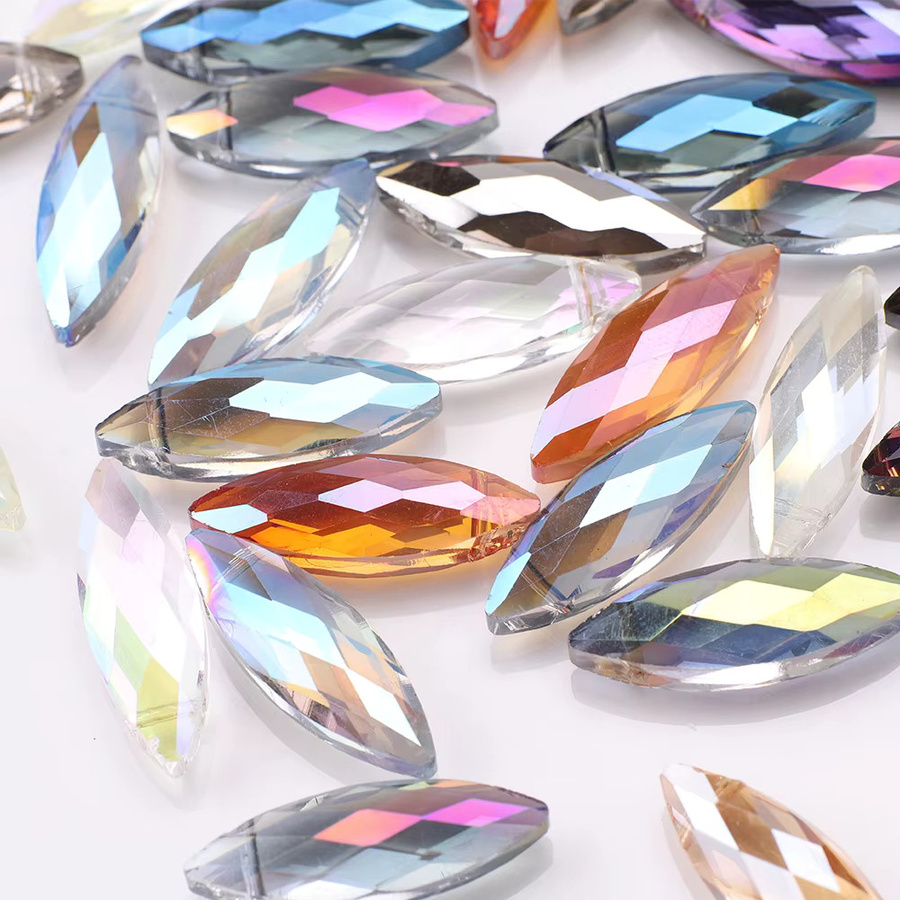 YUANZHIRUN Perlen, Kristallglas, vergoldet, Marquise-Form, 10 x 30 mm - Bild 2