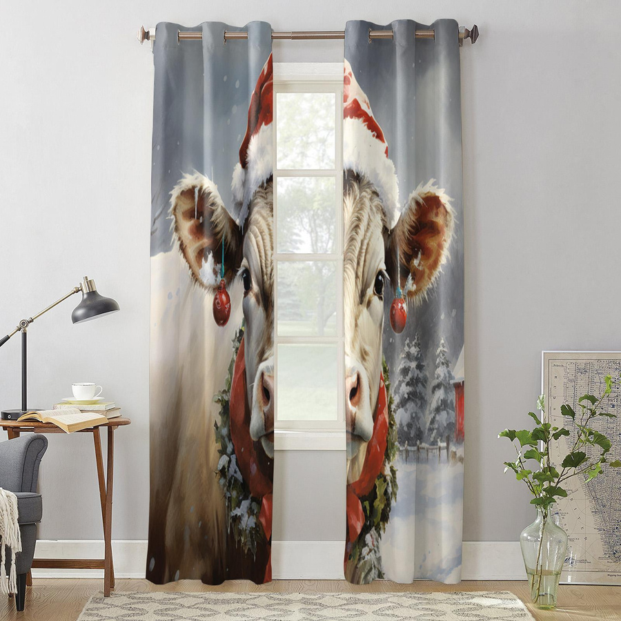 Weihnachtliche Schneeflocken-Gardine von Your Warm Home in Weiß, transparente Voile-Fenstervorhänge für Wohnzimmer, Schlafzimmer und Küche, B: 135 cm, H: 60 cm - Bild 2