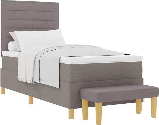 vidaXL Boxspringbett mit Matratze und Kopfteil in Taupe, B/T: 90 x 190 cm - Bild 1