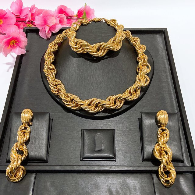 yulaili Schmuckset, Kette, Armband, Ohrhänger, Gold, Damen - Bild 1