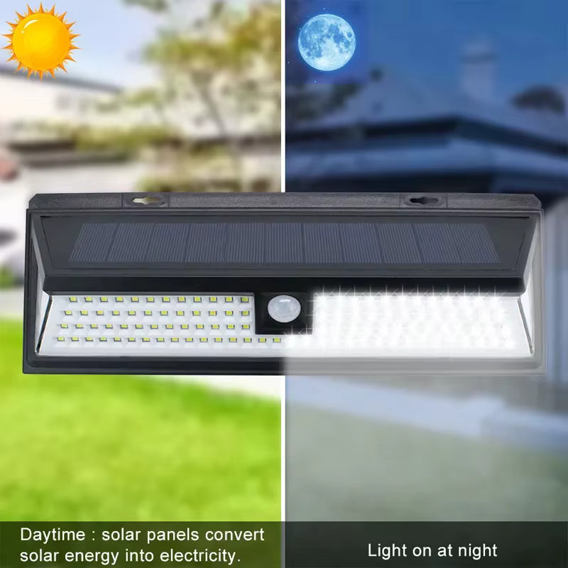 VENUSWING Solar-LED-Außenleuchte mit Bewegungsmelder und 270 Grad Weitwinkelbeleuchtung, schwarzer Solar-Flutlichtstrahler für Garten, Wand und Hof - Bild 2