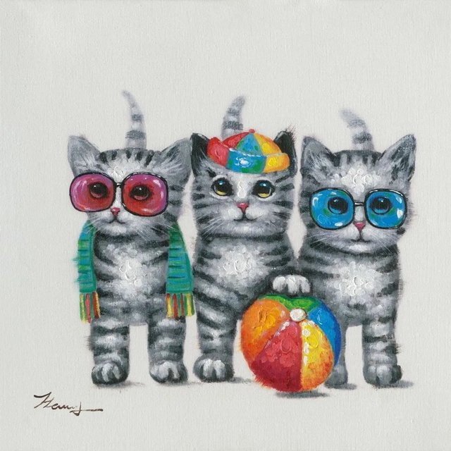 Art Universe Leinwandbild Coole Katzen Illustration, Mehrfarbig, B/H: 50 x 50 cm - Bild 1