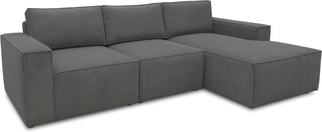 DOMO Cannes Ecksofa mit Longchair in Grau, L-Form mit Schlaffunktion und Polsterung, B/T/H: 273 x 172 x 45 cm - Bild 1
