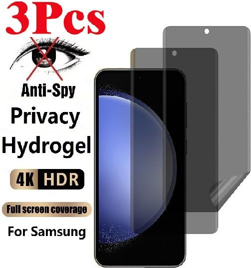 3er-Pack Privatsphäre Hydrogel-Displayschutz für Samsung Galaxy S22 S21 S20 S10 S9 S8 Note 20 10 9 8 Plus Anti-Spy Screen Protector in Transparent - Bild 1