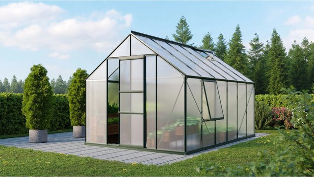 Vitavia Gewächshaus Meridian 1 Smaragd mit Polycarbonat-Platten und Aluminiumrahmen inklusive Vorzugsset - Bild 1