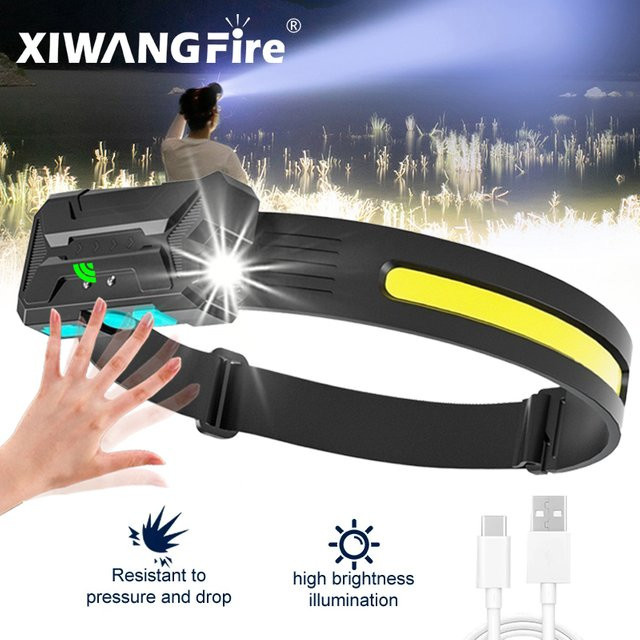 XIWANGFIRE LED Stirnlampe Schwarz USB wiederaufladbar mit integriertem Akku für Camping und Angeln - Bild 1