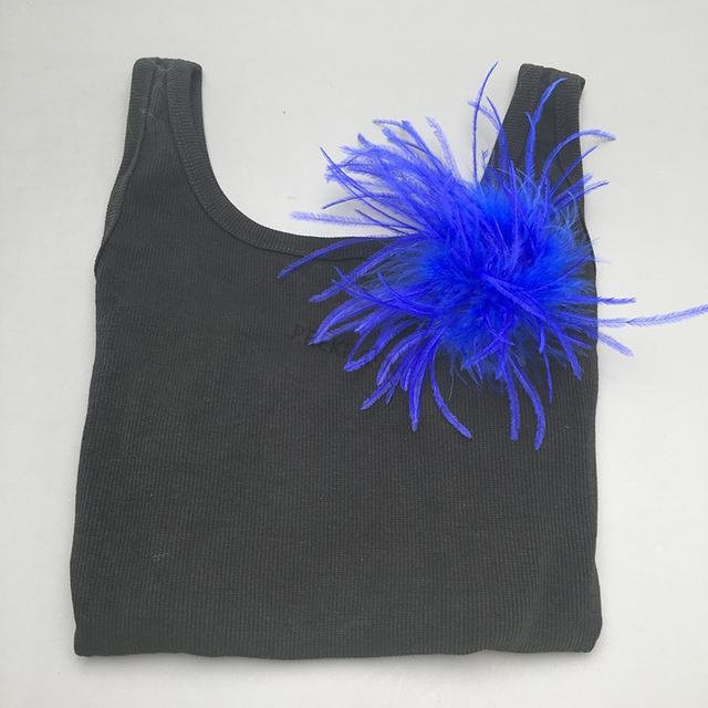 Wucifang Jewelry Brosche, Straußenfeder, Edelstahl, blau, Damen - Bild 1