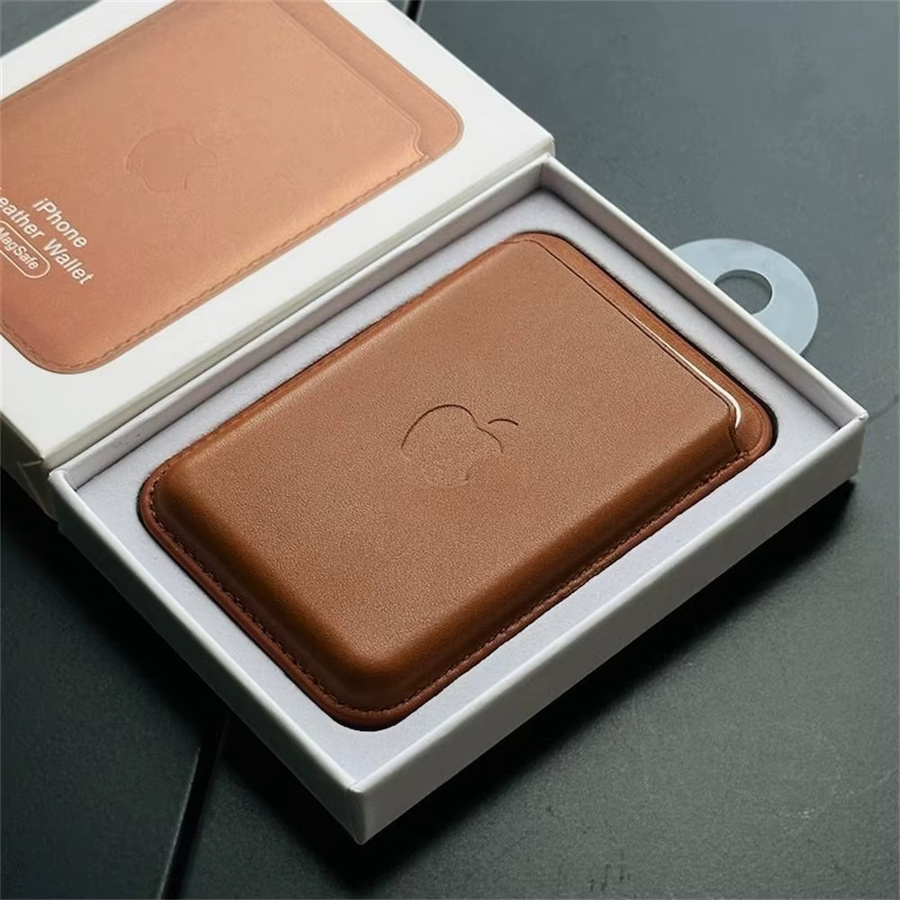 Apple MagSafe Leder-Brieftaschenhülle mit animiertem Logo für iPhone 17 16 15 14 und Samsung S26 S25 S24 Ultra in Rot mit starkem Magnet-Kartenhalter - Bild 1