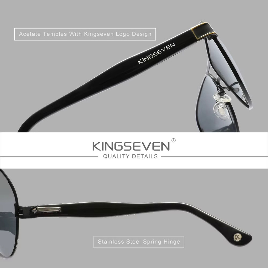 KINGSEVEN Aviator Sonnenbrille, Vollrand, black, Unisex, polarisiert - Bild 3