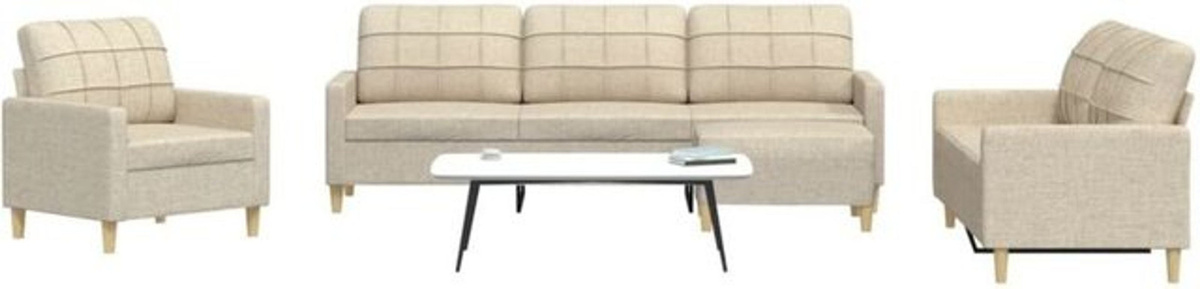 Vidaxl 4-tlg. Sofagarnitur mit Fußhocker in Beige aus Stoff und Metall im modernen Design - Bild 1