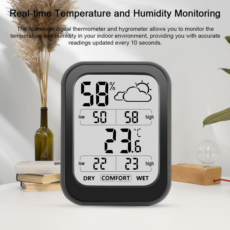 Painter Digitales Innen-Thermometer Hygrometer in Schwarz mit Temperatur- und Feuchtigkeitsmessung sowie Wetter- und Komfortanzeige - Bild 4