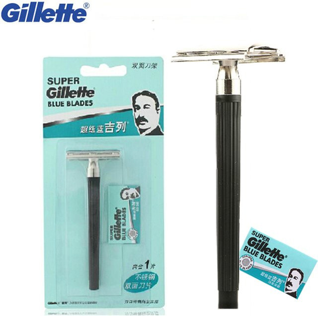 Gillette Super Blue Gerader Rasierer für Herren, Edelstahl - Bild 1
