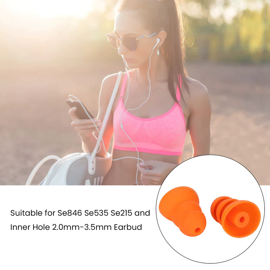 VBESTLIFE Silikon-Ohrstöpsel in Orange mit 3-lagigem Design als Ersatz-Ohrstöpsel für SE215 und In-Ear-Kopfhörer mit 2,0 mm bis 3,5 mm Innenloch - Bild 2