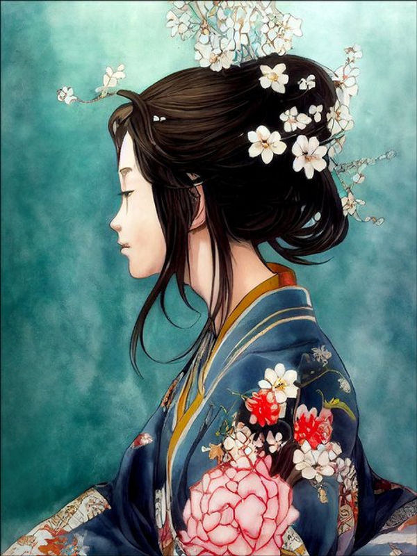 Glasbild PRO ART GEISHA I Porträt mehrfarbig rahmenlos Hochformat B: 60 cm, H: 80 cm - Bild 1