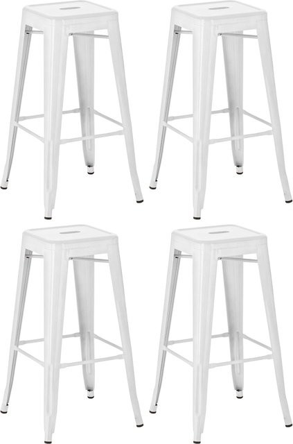 CLP 4er Set Barhocker Joshua stapelbare Tresenhocker aus Metall mit Fußstützen, Sitzhöhe: 76 cm - Bild 1