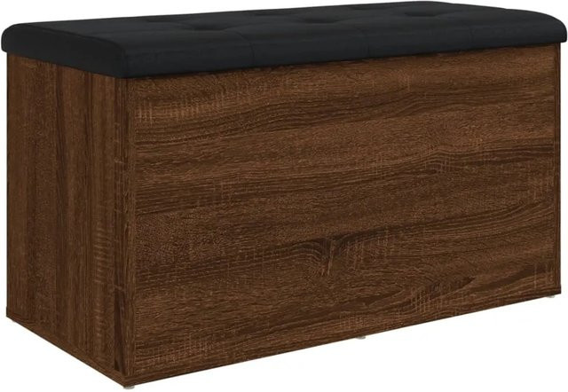 vidaXL Sitzbank mit Stauraum und Schuhregal in Eiche Optik, Farbe Schwarz/Braun, B/T/H: 82 x 42 x 45 cm - Bild 1