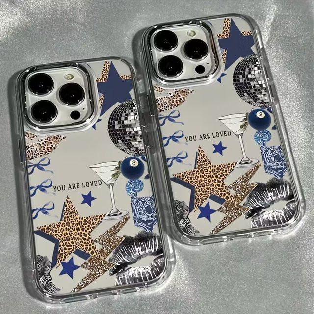 Stern Lippen Leopardenmuster Design Handyhülle für iPhone 17 16 15 14 13 12 11 Pro Max X XR XS 7 8 Plus Transparent Multicolour - Bild 1