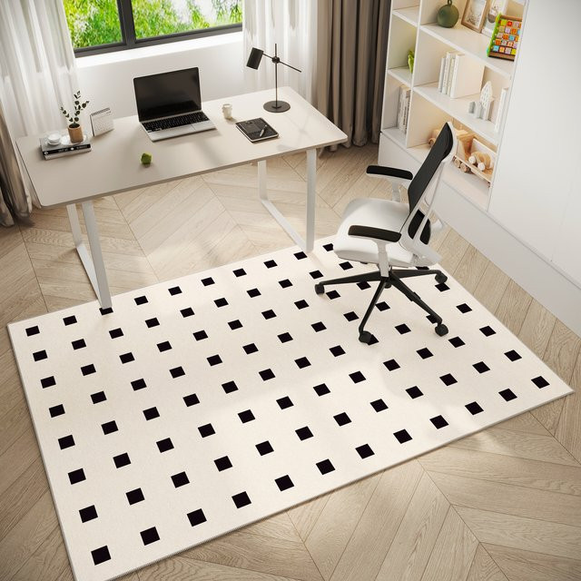 VIKAMA Minimalistische Computer-Drehstuhlmatte im Checkerboard-Design, rutschfester Teppich für Arbeitszimmer, Kinderzimmer oder Schlafzimmer, Mehrfarbig, 60 x 60 cm - Bild 1