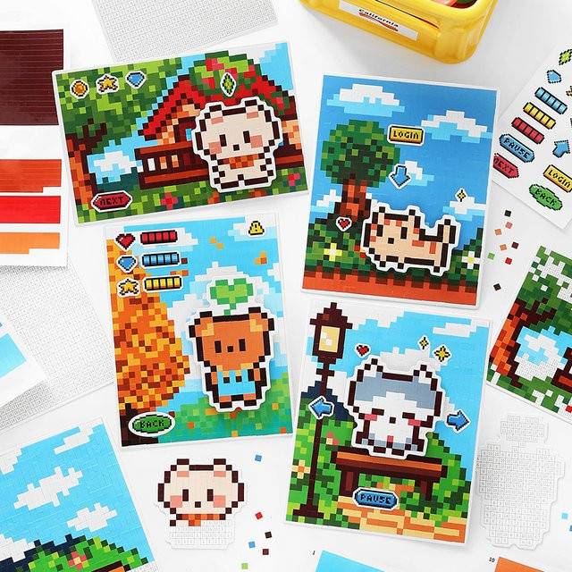 Kawaii Tier-Themen Pixel-Collage Aufkleber von mr.paper, 6 Beutel, Multicolour, Mini-Sticker für DIY Scrapbook, Handyhülle und Notebook-Dekoration - Bild 1
