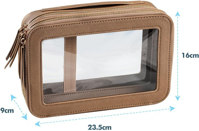 Kosmetiktasche Damen, PU, kaffeebraun - Bild 1